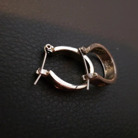 *EARRINGS,  silver and gold tone - Picture 4 of 5